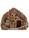 Nativity scene cm 52x55x48 h with waterfall, donkey with millstone, and lights