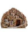 Nativity scene cm 52x55x48 h with waterfall, donkey with millstone, and lights