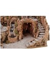 Nativity scene cm 52x55x48 h with waterfall, donkey with millstone and lights