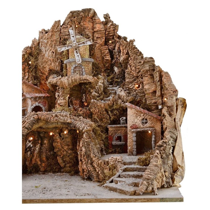 Nativity scene cm 65x45x53 h with fountain, waterfall, windmill and
