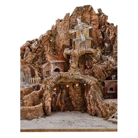 Presepe cm 65x45x53 h with fountain, waterfall, windmill and