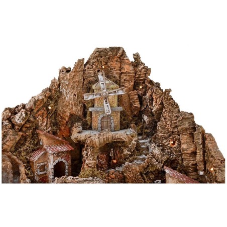 Presepe cm 65x45x53 h with fountain, waterfall, windmill and