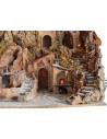 Pesebre de 80x45x66 cm con molino, cascada, fuego y luces.