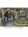 Complete nativity scene with nativity set, fountain, and working lights