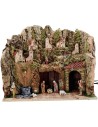 Presepe completo con statue Landi 8 cm Fontana e luci cm