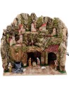Presepe completo con statue Landi 8 cm Fontana e luci cm