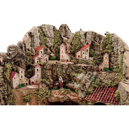 Belén completo con figuras Landi de 8 cm, fuente y luces, de