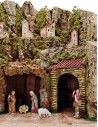 Presepe completo con statue Landi 8 cm Fontana e luci cm