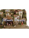 Complete nativity scene with Landi statues, waterfall, and lights cm 76x40x54 h