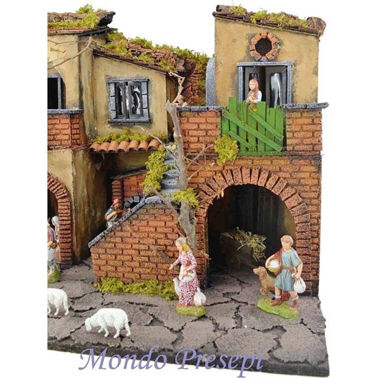 Belén completo con estatuas Landi iluminado con horno 50x40.