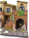 Complete nativity scene with illuminated Landi statues with oven cm