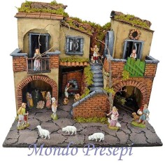 Crib complete with statues Landi lit with the oven 50x40 2