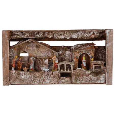 Pesebre completo de estatuas Landi Moranduzzo con cabaña y