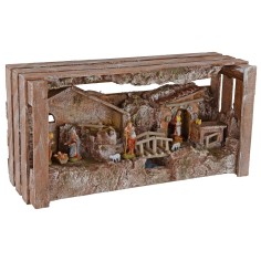 Belén completo de estatuas Landi Moranduzzo con cabaña y 2