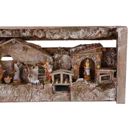 Full presepe of statues Landi Moranduzzo with hut and shop cm