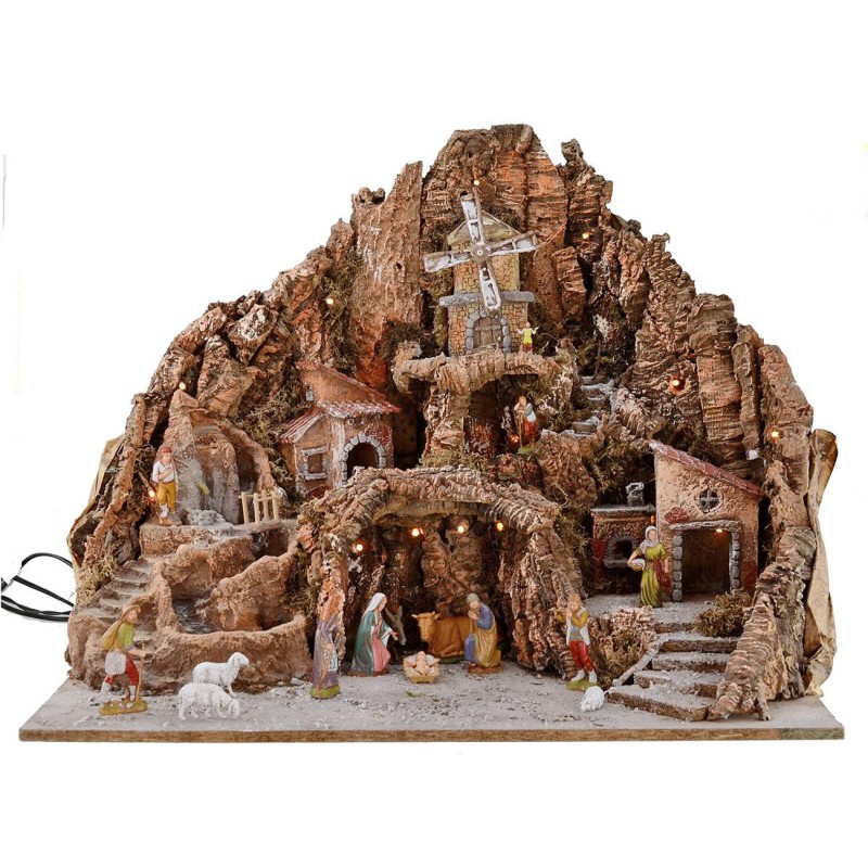 Full presepe of statues Landi cm 65x45x53 h with fountain