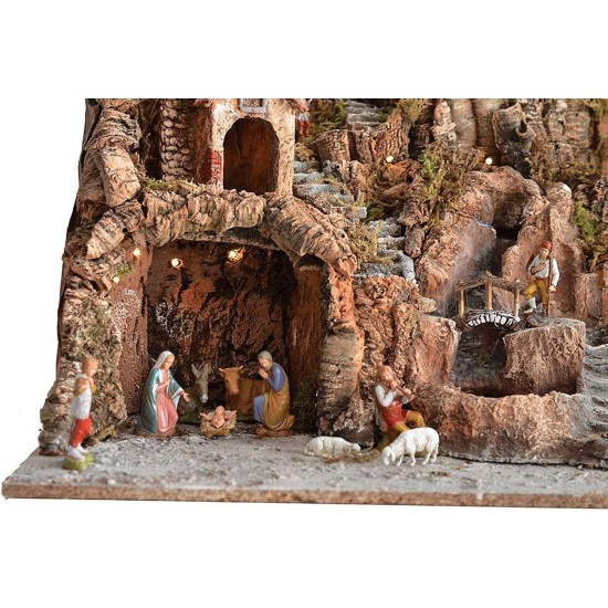 Presepe completo di statue Landi cm 80x45x66 h. con mulino