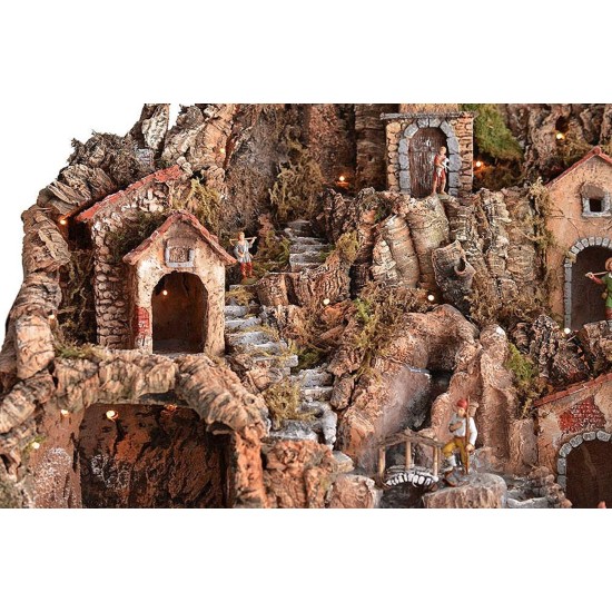 Presepe completo di statue Landi cm 80x45x66 h. con mulino