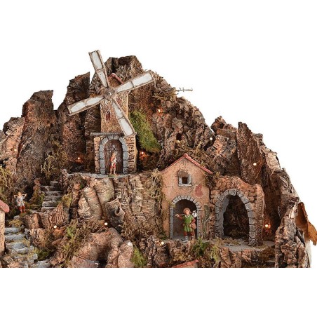 Pesebre completo con estatuas Landi de 80x45x66 cm de altura con molino.