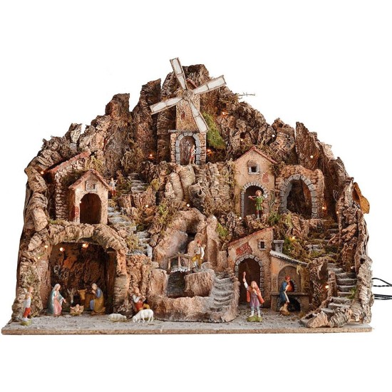 Full presepe of statues Landi cm 80x45x66 h. with mill