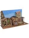 Complete nativity scene with Landi statues, sky, and fountain