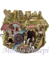 Pesebre completo con estatuas, luces y molino cm 56x37x43 h