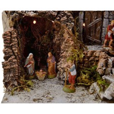 Nativity scene complete with statues and lights cm 25x20x25 h. 2
