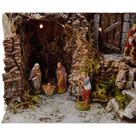 Belén completo con estatuas y luces cm 25x20x25 h.