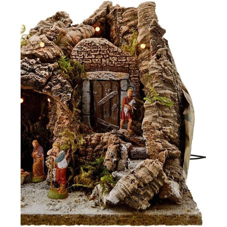 Nativity scene complete with statues and lights cm 25x20x25 h.