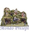 Pesebre completo con estatuas landi con molino y luces cm 80x50x50