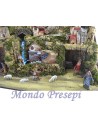 Presepe completo di statue landi con mulino e luci cm 80x50x50
