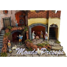 Presepe completo di statue luci e fontana 60x40 Mondo Presepi 2