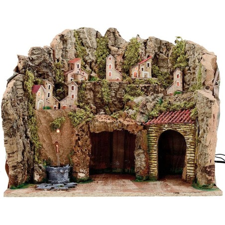 Pesebre con Fuente y luces cm 45x30x38 h. Mundo Pesebres