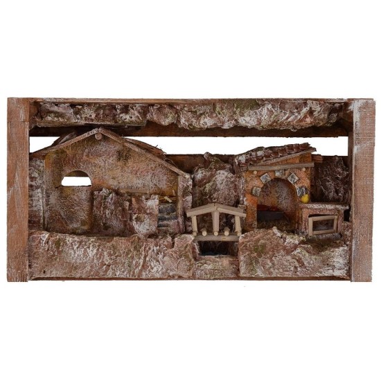 Pesebre con cabaña y taller cm 36x11x18 h