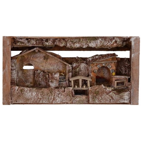 Presepe con capanna e bottega cm 36x11x18 h capanna, nella