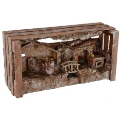 Pesebre con cabaña y taller cm 36x11x18 h 2