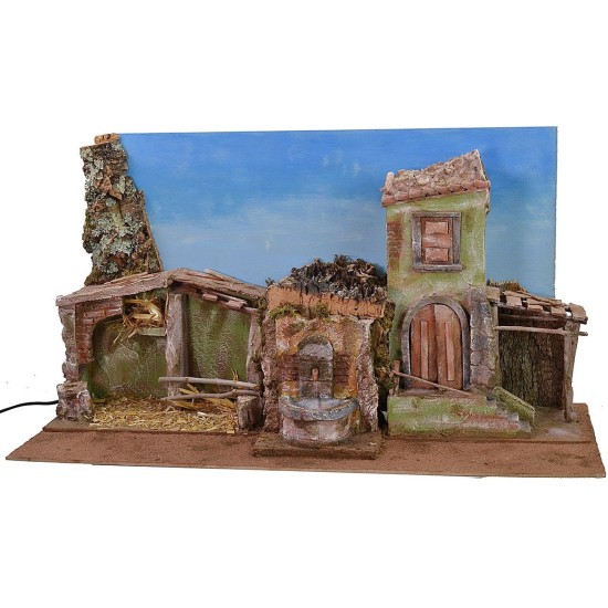 Nativity scene with sky and working fountain cm 70x29x37 h