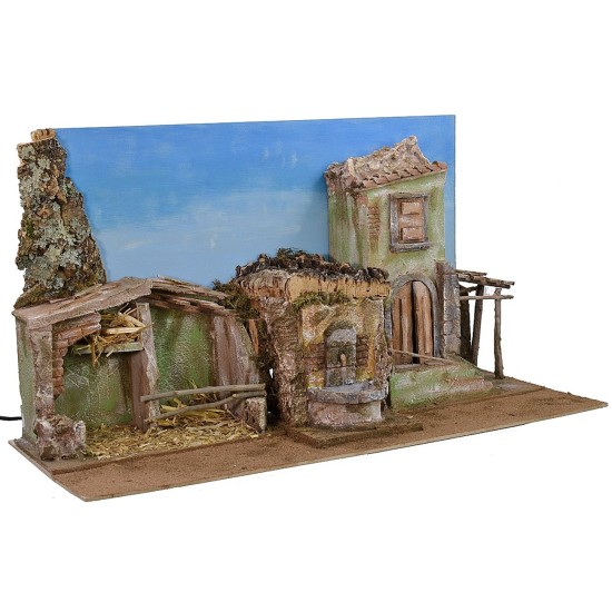Nativity scene with sky and working fountain cm 70x29x37 h