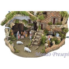 Presepe con fontana e luci completo cm 56x37x42 h 2
