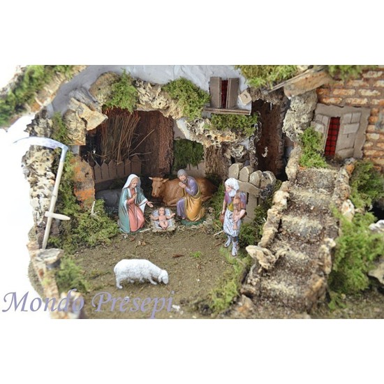 Nativity scene with fountain and lights complete cm 56x37x42 h