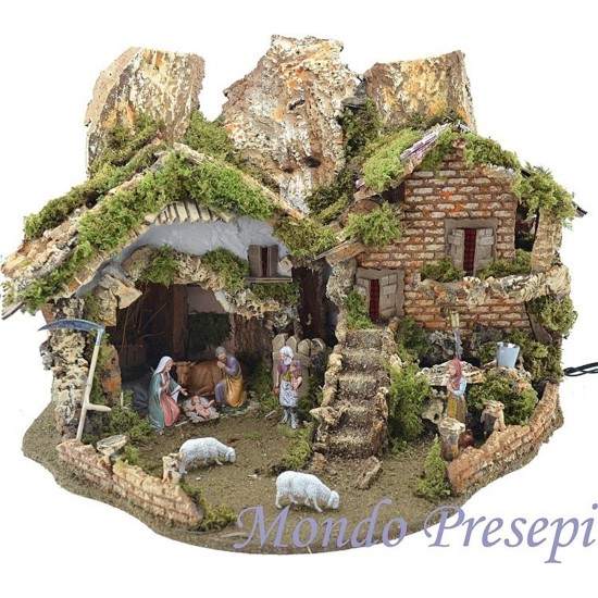 Pesebre con fuente y luces completo cm 56x37x42 h
