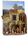 Pesebre con cuadro para colgar completo de estatuas Landi de