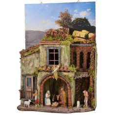 Presepe con quadro da appendere completo di statue Landi cm 2