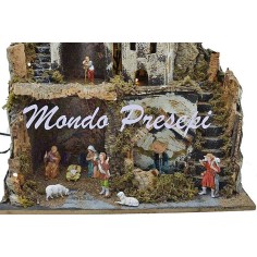 Nativity scene with statues, Landi and fountain lights cm 2