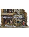 Presepe con statue Landi fontana e luci cm 42x35x38 h. Mondo