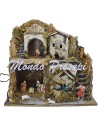 Belén con estatuas Landi, fuente y luces cm 42x35x38 h.