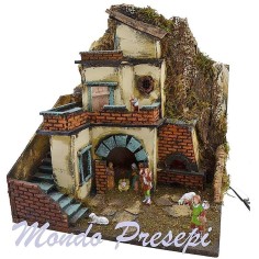 Nacimiento con estatuas Landi fuego y luces cm 40x29x44 h. Mundo