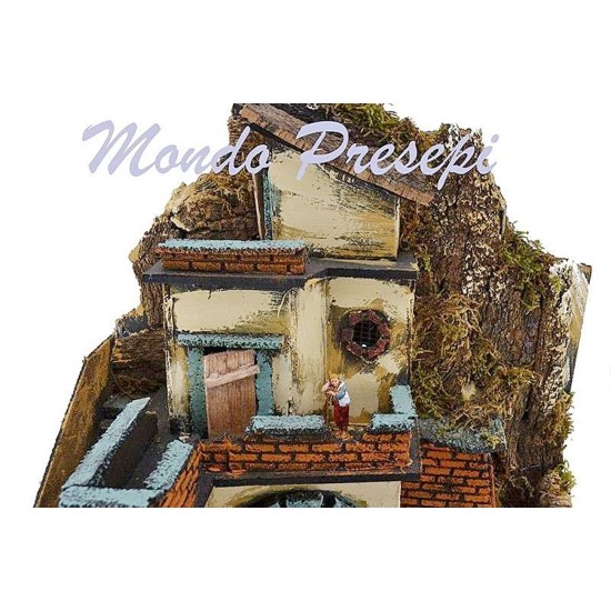 Nacimiento con estatuas Landi fuego y luces cm 40x29x44 h. Mundo