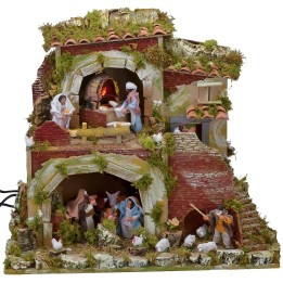 Presepe con statue in movimento cm 57x37x50 h