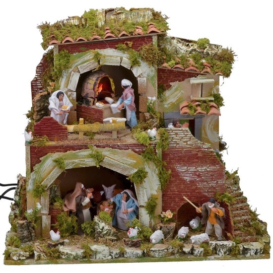 Presepe con statue in movimento cm 57x37x50 h